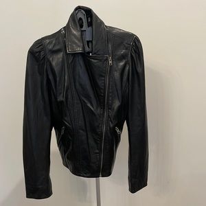 Lucky brand black leather Moto jacket size M
